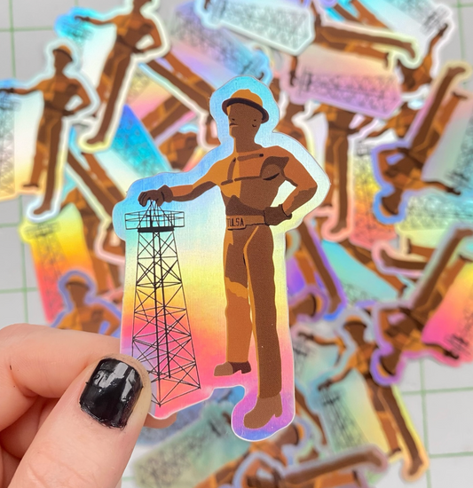 Golden Driller Holographic Sticker